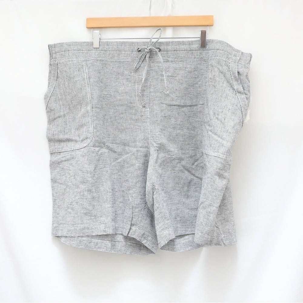 NWT Talbots Plus Size 9 in Shorts Linen Cotton 24W grey resort beach pinstripe